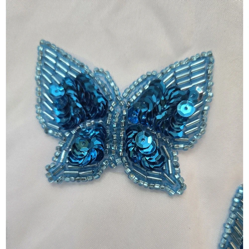 Vtg Flying Butterfly Beaded Sequined & Embroidered Sew-On Applique Craft Patches